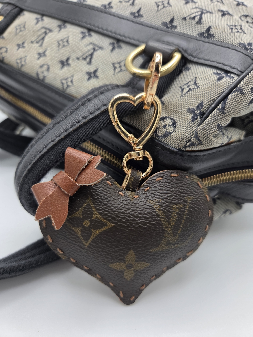 Upcycled Louis Vuitton Brown Monogram Heart Bag Charm